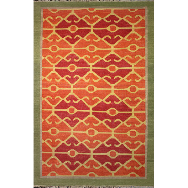 Foundry Select Bernie Handmade Flatweave Wool Red/Orange Rug Wayfair